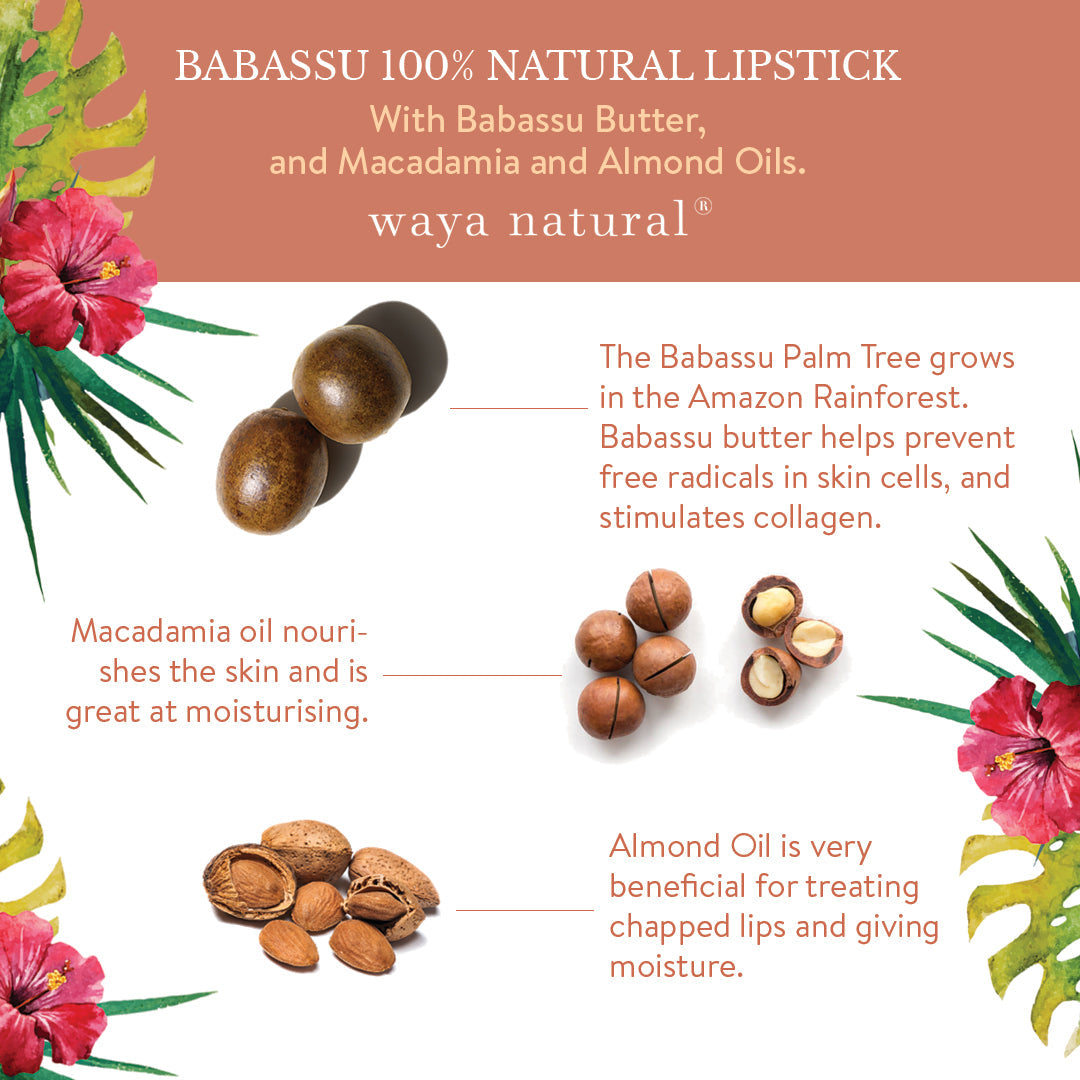 Labial Nutriente con aceite de Babasú  100% Natural - TONO GRANADINA